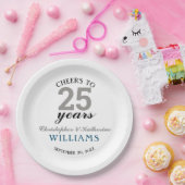 Modern Silver 25th Wedding Jubileum Papieren Bordje (Feest)