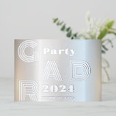 MODERN SILVER AFSTUDEERDER PARTY FOLIE UITNODIGING (Staand Voorkant)