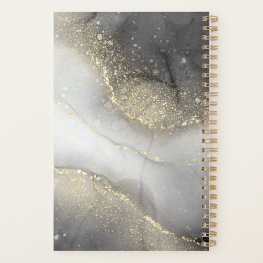 Modern Silver and Gold Logo Monogram Planner (Achterkant)