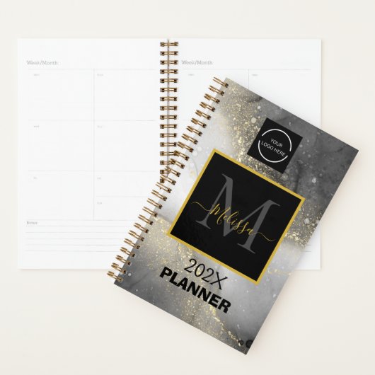 Modern Silver and Gold Logo Monogram Planner (Display)