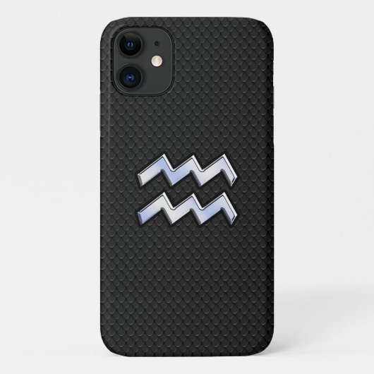 Modern Silver Aquarius Zodiac Sign on Snake Case-Mate iPhone Case (Achterkant)
