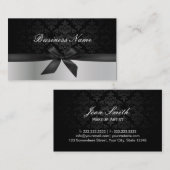 Modern Silver & Black Damask Makeup Artist Visitekaartje (Voorkant / Achterkant)