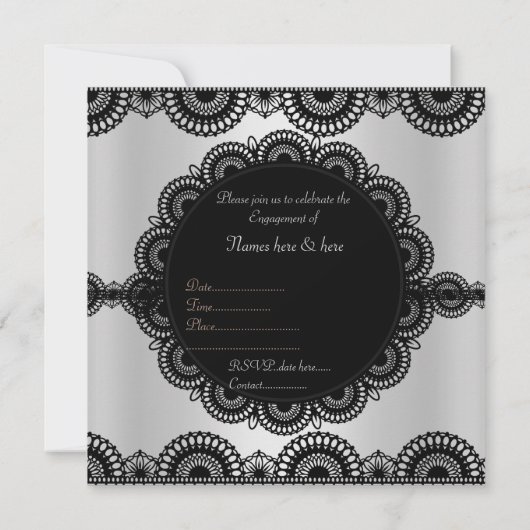 MODERN SILVER BLACK ENGAGEMENT ARTIJ INVITATION KAART (Achterkant)