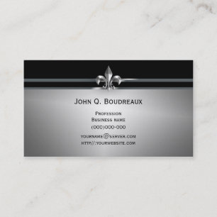 Modern Silver Black Fleur de Lis Visitekaartje