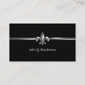 Modern Silver Black Fleur de Lis Visitekaartje (Achterkant)