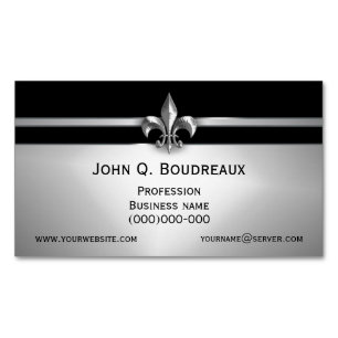 Modern Silver Black Fleur de Lis Visitekaartje Magneet