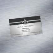 Modern Silver Black Fleur de Lis Visitekaartje Magneet (Voorbeeld)