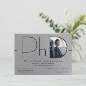 Modern Silver Black Photo PhD-Afstuderen Kaart (Staand voorkant)