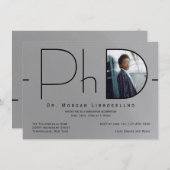 Modern Silver Black Photo PhD-Afstuderen Kaart (Voorkant / Achterkant)