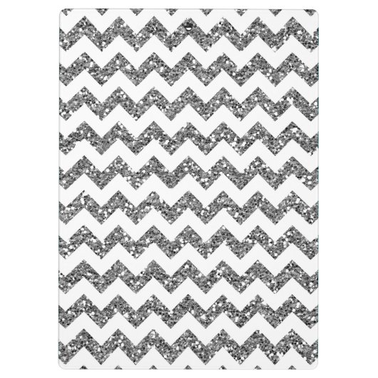 Modern Silver Chevron Monogram Initiaal Clip Board Klembord (Achterkant)