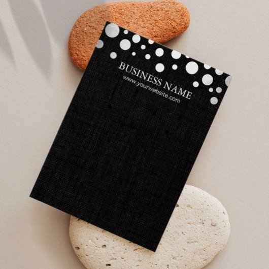 Modern Silver Confetti Dark Linen Earring Display Visitekaartje