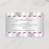 Modern Silver Effect met Chic Pink Paarse Stripes Visitekaartje (Achterkant)