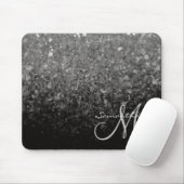 Modern Silver en Black Glitter Ombre Monogram Muismat (Met muis)