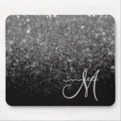 Modern Silver en Black Glitter Ombre Monogram Muismat (Voorkant)