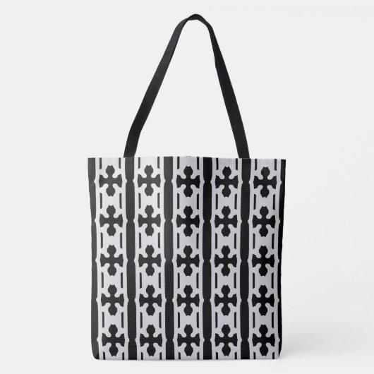 Modern Silver en Black Pattern Draagtas (Voorkant)