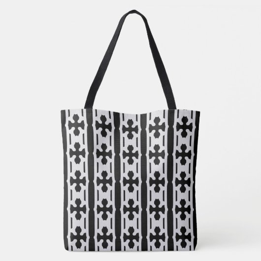 Modern Silver en Black Pattern Draagtas (Achterkant)