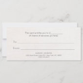 Modern Silver en Linen Gift Cerificate (Achterkant)
