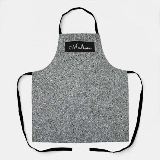 Modern Silver Faux Glitter Sparkle Personalized Schort (Voorkant)