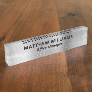 Modern Silver Faux Metal Custom Naambordje