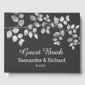 Modern Silver Floral Wedding Guest Book Gastenboek (Voorkant)