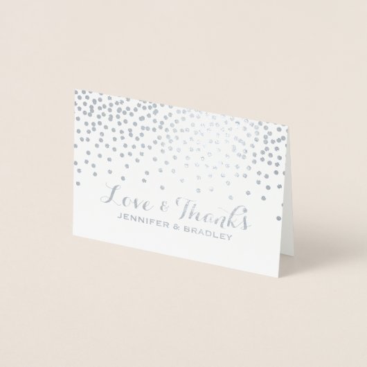 Modern Silver Foil Confetti Stippen bruiloft Dank  Folie Kaarten (Voorkant)