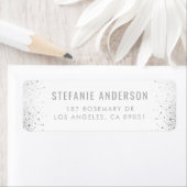 Modern Silver Foil Confetti Stippen White Wedding Etiket (Insitu)