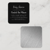 Modern Silver Foil & Script Baby shower Ticket (Voorkant / Achterkant)
