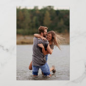 Modern Silver Foil Script | Fotobruiloft Folie Uitnodiging (Achterkant)