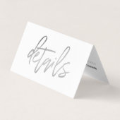 Modern Silver Foil Script met Photo Detail Card Visitekaartjes (Voorkant)