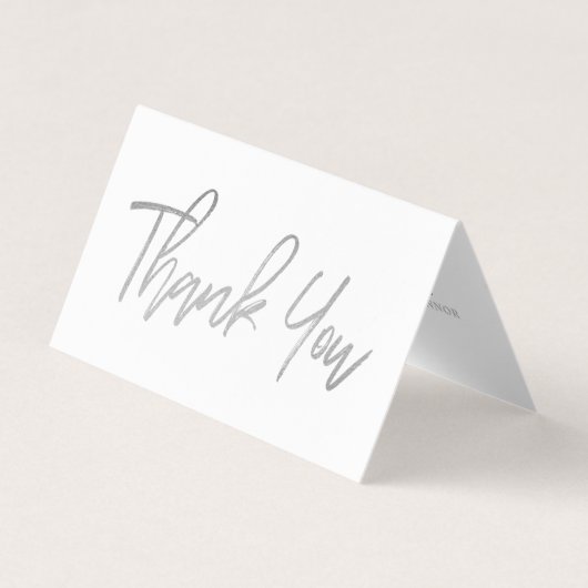 Modern Silver Foil Script Weddenschap Hartelijk da Visitekaartjes (Voorkant)