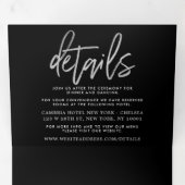 Modern Silver Foil Script Wedding Suite Drieluik Uitnodiging (Binnenzijde eerst)
