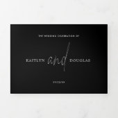 Modern Silver Foil Script Wedding Suite Drieluik Uitnodiging (Cover)
