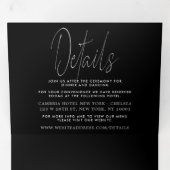 Modern Silver Foil Script Wedding Suite Drieluik Uitnodiging (Binnenzijde eerst)