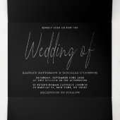 Modern Silver Foil Script Wedding Suite Drieluik Uitnodiging (Binnenkant midden)