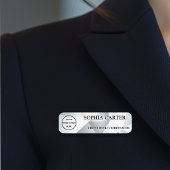 Modern Silver Geometric Name Badge Custom