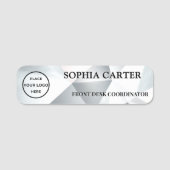 Modern Silver Geometric Name Badge Custom (Devant)