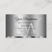 Modern Silver Glamoureus met Initialen Stijlvol Visitekaartje (Achterkant)