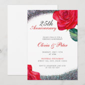 Modern Silver Glitter 25th Wedding Jubileum Kaart (Voorkant / Achterkant)