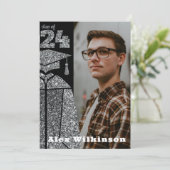 Modern Silver Glitter AFSTUDEERDER Pet Gewonnen Af Aankondiging (Staand voorkant)