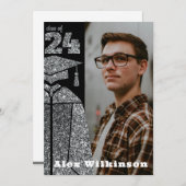 Modern Silver Glitter AFSTUDEERDER Pet Gewonnen Af Aankondiging (Voorkant / Achterkant)