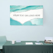 Modern Silver Glitter Agate Blauwgroen Munt Waterv Spandoek (Beurs)