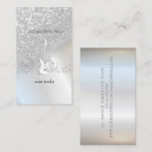 Modern Silver Glitter Bokeh, Guitar Visitekaartje (Voorkant / Achterkant)