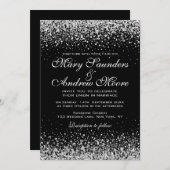 Modern Silver Glitter Confetti Invitation Kaart (Voorkant / Achterkant)