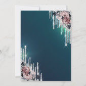 Modern Silver Glitter Drips Flowers Sweet 16 Kaart (Achterkant)