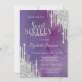 Modern Silver Glitter druist Violet Sweet 16 Kaart (Voorkant)