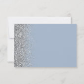 Modern Silver Glitter Edge Dusty Blue RSVP Kaartje (Achterkant)