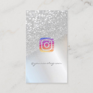 Modern Silver Glitter, Instagram Social Media Visitekaartje