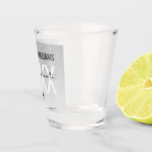 Modern Silver Glitter | Klasse Afstuderen Shot Glas (Rechts)
