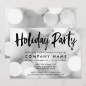 Modern Silver Glitter Liight Holiday Party Kaart (Voorkant / Achterkant)