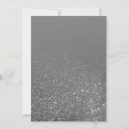 Modern Silver Glitter Ombre Girly Foto Afstuderen Aankondiging (Achterkant)